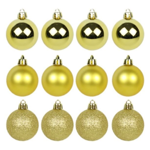 BOLA NATAL MISTA OURO -MED- 5CM-12 PEÇAS NO TUBO