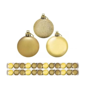 BOLA NATAL MISTA OURO -PEQ- 4CM-15 PEÇAS NO TUBO