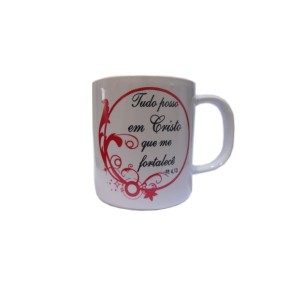 CANECA CERÂMICA RETA DECORADA - 200ML SALMOS