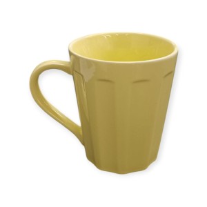 CANECA PORCELANA CANELADA AMARELA 250ML