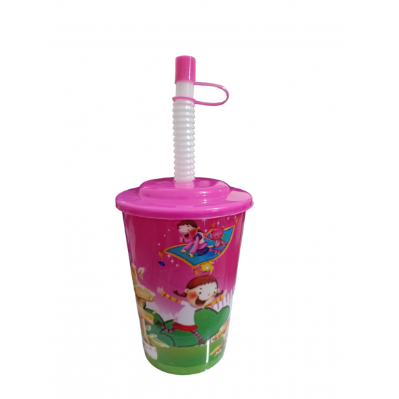 COPO PLÁSTICO INFANTIL 250ML C/CANUDO - 12 PEÇAS