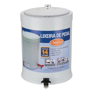 LIXEIRA DE PEDAL BRANCA 14L AMÉLIA