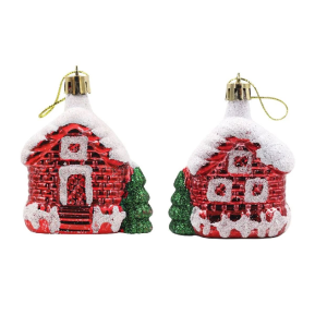 ENFEITE NATAL CASINHA GLITTER 8,5x6CM - 2 PEÇAS